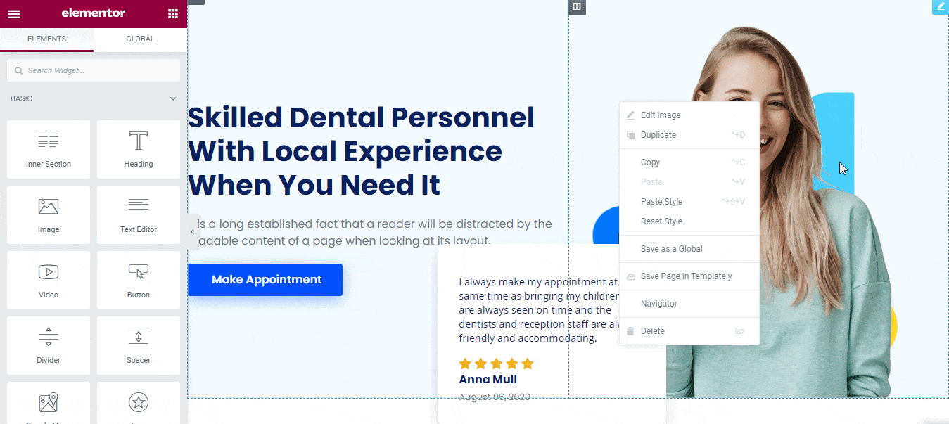 Dentist Website Elementor