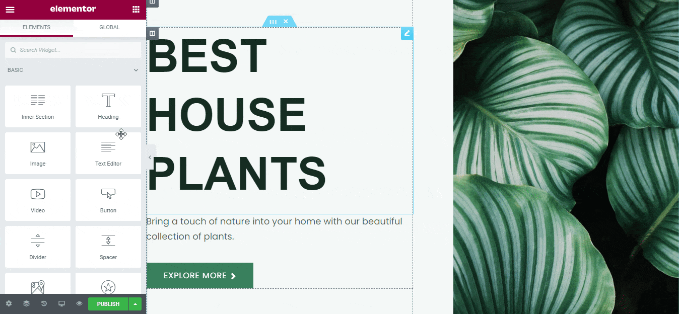 Garden Plant Store website Elementor