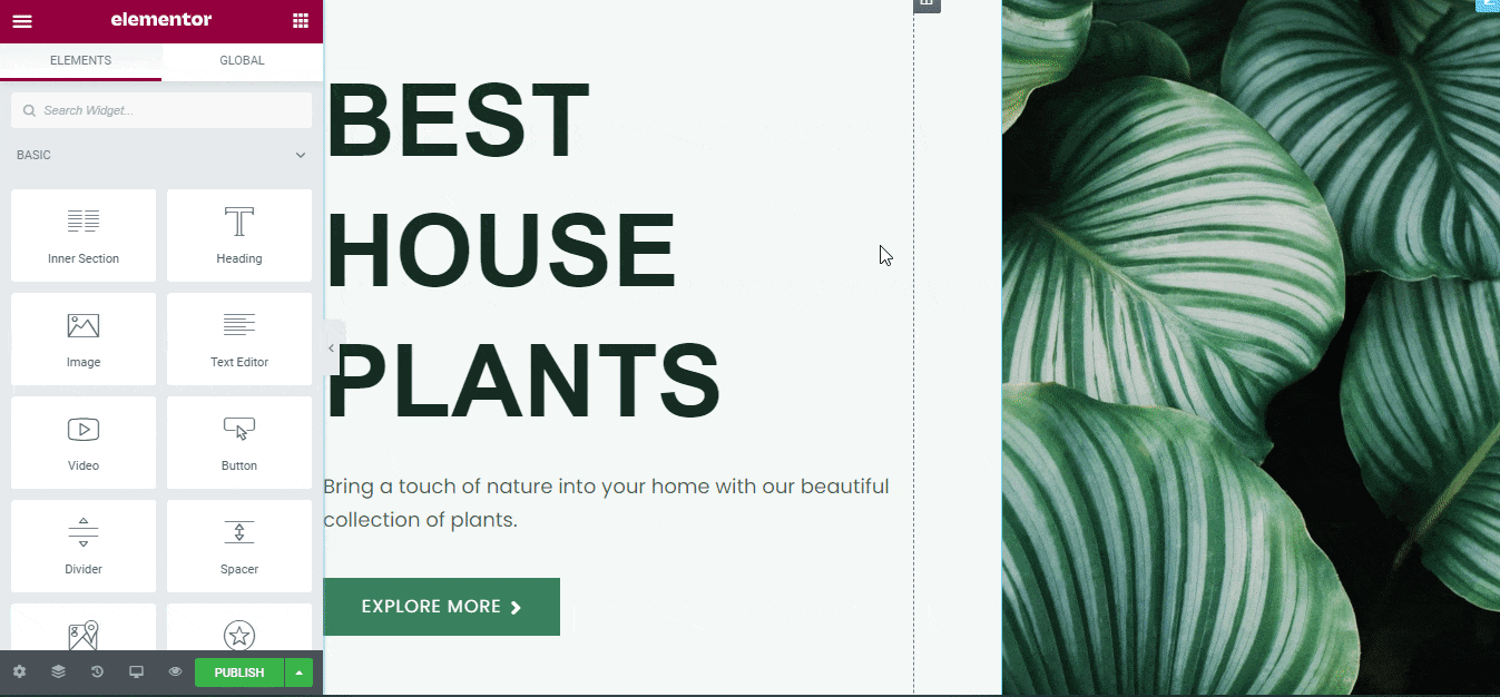 Garden Plant Store website Elementor