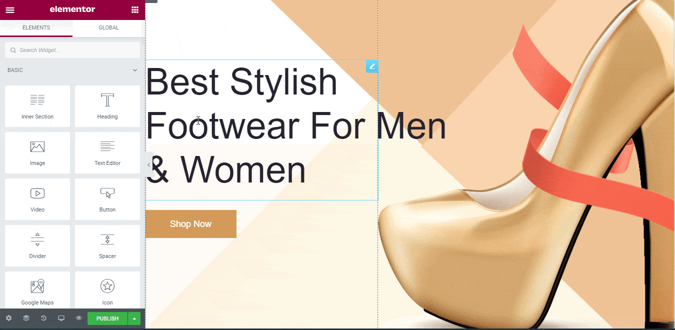 Online Shoe Website Elementor