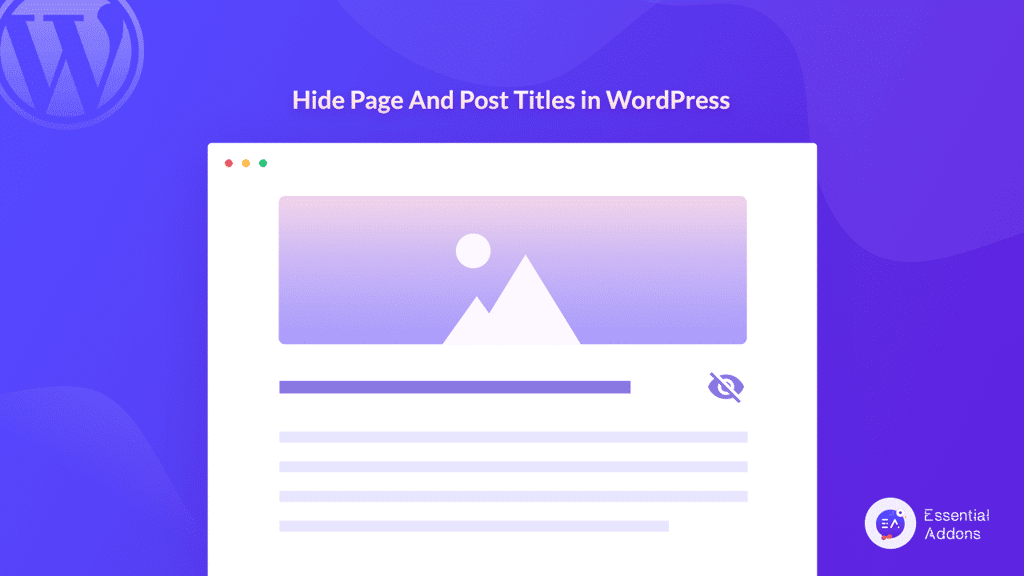 Hide Page And Post Titles