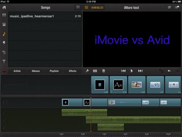 imovie for iphone vs